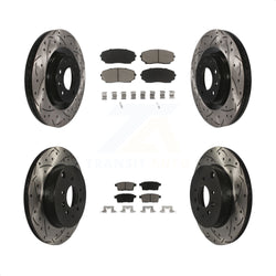 Front Rear Coated Drilled Slotted Disc Brake Rotors And Ceramic Pads Kit For 2007-2015 Mazda CX-9 KDC-100409