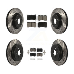 Front Rear Coated Drilled Slotted Disc Brake Rotors And Ceramic Pads Kit For Hyundai Genesis Coupe KDC-100411