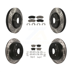 Front Rear Coated Drilled Slotted Disc Brake Rotors And Ceramic Pads Kit For Acura RDX KDC-100414