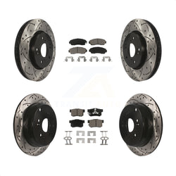 Front Rear Coated Drilled Slotted Disc Brake Rotors And Ceramic Pads Kit For Honda CR-V Acura RDX KDC-100415