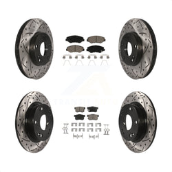 Front Rear Coated Drilled Slotted Disc Brake Rotors And Ceramic Pads Kit For Honda Civic Acura ILX KDC-100417