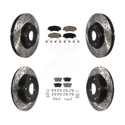 Front Rear Coated Drilled Slotted Disc Brake Rotors And Ceramic Pads Kit For Honda Civic Acura ILX KDC-100418
