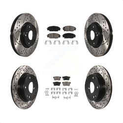 Front Rear Coated Drilled Slotted Disc Brake Rotors And Ceramic Pads Kit For Honda Civic Acura CSX KDC-100420