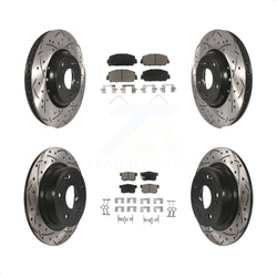 Front Rear Coated Drilled Slotted Disc Brake Rotors And Ceramic Pads Kit For 2017-2022 Acura ILX KDC-100424
