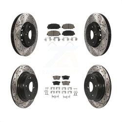 Front Rear Coated Drilled Slotted Disc Brake Rotors And Ceramic Pads Kit For 2016 Acura ILX KDC-100427