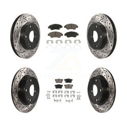 Front Rear Coated Drilled Slotted Disc Brake Rotors And Ceramic Pads Kit For 2013-2015 Acura ILX 1.5L KDC-100428