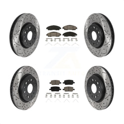 Front Rear Coated Drilled Slotted Disc Brake Rotors And Ceramic Pads Kit For Chevrolet Traverse GMC Acadia Buick Enclave Blazer KDC-100431