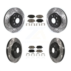 Front Rear Coated Drilled Slotted Disc Brake Rotors And Ceramic Pads Kit For Chevrolet Camaro Without Brembo Calipers KDC-100432
