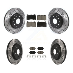 Front Rear Coated Drilled Slotted Disc Brake Rotors And Ceramic Pads Kit For Chevrolet Camaro KDC-100433