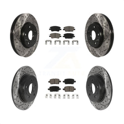 Front Rear Coated Drilled Slotted Disc Brake Rotors And Ceramic Pads Kit For Chevrolet Cruze Volt Bolt EV EUV KDC-100438