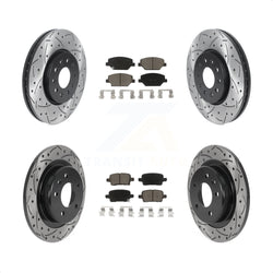 Front Rear Coated Drilled Slotted Disc Brake Rotors And Ceramic Pads Kit For Chevrolet Equinox GMC Terrain Buick LaCrosse KDC-100439