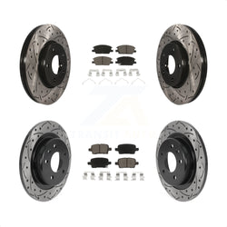 Front Rear Coated Drilled Slotted Disc Brake Rotors And Ceramic Pads Kit For Chevrolet Equinox Malibu GMC Terrain Buick LaCrosse KDC-100440