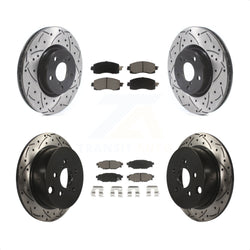 Front Rear Coated Drilled Slotted Disc Brake Rotors And Ceramic Pads Kit For 2017-2021 Subaru Impreza With 276mm Diameter Rotor KDC-100442