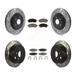 Front Rear Coated Drilled Slotted Disc Brake Rotors And Ceramic Pads Kit For Subaru Crosstrek Impreza KDC-100443