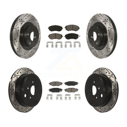Front Rear Coated Drilled Slotted Disc Brake Rotors And Ceramic Pads Kit For Subaru Outback Forester Impreza Legacy KDC-100447