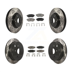 Front Rear Coated Drilled Slotted Disc Brake Rotors And Ceramic Pads Kit For Subaru WRX KDC-100449
