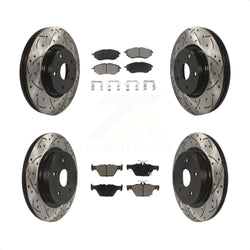 Front Rear Coated Drilled Slotted Disc Brake Rotors And Ceramic Pads Kit For Subaru Outback Legacy WRX KDC-100450