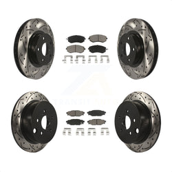 Front Rear Coated Drilled Slotted Disc Brake Rotors And Ceramic Pads Kit For Subaru Impreza KDC-100451