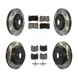 Front Rear Coated Drilled Slotted Disc Brake Rotors And Ceramic Pads Kit For Subaru Impreza WRX STI KDC-100458