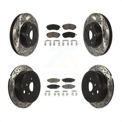 Front Rear Coated Drilled Slotted Disc Brake Rotors And Ceramic Pads Kit For Subaru Impreza KDC-100460