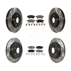 Front Rear Coated Drilled Slotted Disc Brake Rotors And Ceramic Pads Kit For Chevrolet Cruze Sonic Limited KDC-100471