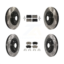 Front Rear Coated Drilled Slotted Disc Brake Rotors And Ceramic Pads Kit For Audi Q5 KDC-100479