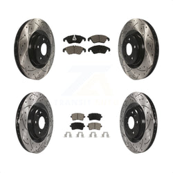 Front Rear Coated Drilled Slotted Disc Brake Rotors And Ceramic Pads Kit For Audi Q5 S5 KDC-100480