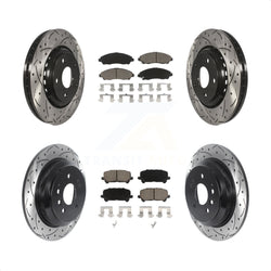 Front Rear Coated Drilled Slotted Disc Brake Rotors And Ceramic Pads Kit For Honda Pilot Ridgeline KDC-100481