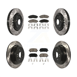 Front Rear Coated Drilled Slotted Disc Brake Rotors And Ceramic Pads Kit For 2014-2016 Acura MDX KDC-100483