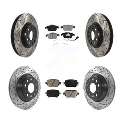 Front Rear Coated Drilled Slotted Disc Brake Rotors And Ceramic Pads Kit For 2016-2018 Audi Q3 Quattro KDC-100493
