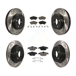Front Rear Coated Drilled Slotted Disc Brake Rotors And Ceramic Pads Kit For Mercedes-Benz C300 C250 C230 KDC-100506