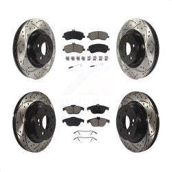 Front Rear Coated Drilled Slotted Disc Brake Rotors And Ceramic Pads Kit For Mercedes-Benz GLK350 GLK250 KDC-100508