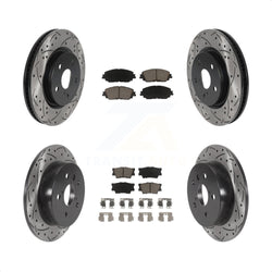 Front Rear Coated Drilled Slotted Disc Brake Rotors And Ceramic Pads Kit For Toyota Camry KDC-100511