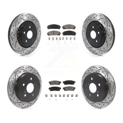 Front Rear Coated Drilled Slotted Disc Brake Rotors And Ceramic Pads Kit For Toyota Camry Avalon TRD KDC-100517