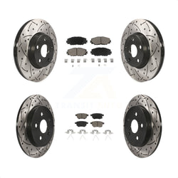 Front Rear Coated Drilled Slotted Disc Brake Rotors And Ceramic Pads Kit For Toyota Corolla Matrix Pontiac Vibe KDC-100518