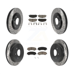 Front Rear Coated Drilled Slotted Disc Brake Rotors And Ceramic Pads Kit For 2017-2022 Nissan TITAN KDC-100521