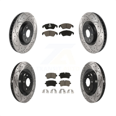 Front Rear Coated Drilled Slotted Disc Brake Rotors And Ceramic Pads Kit For Audi A6 KDC-100523 by Transit Auto