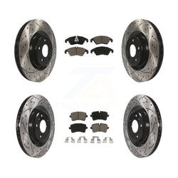 Front Rear Coated Drilled Slotted Disc Brake Rotors And Ceramic Pads Kit For Audi A6 Quattro A7 KDC-100525