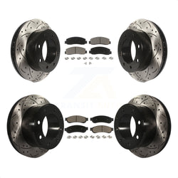 Front Rear Coated Drilled Slotted Disc Brake Rotors And Ceramic Pads Kit For 2008-2009 Ford F-250 Super Duty 4WD KDC-100531