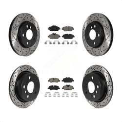 Front Rear Coated Drilled Slotted Disc Brake Rotors And Ceramic Pads Kit For Mini Cooper KDC-100532