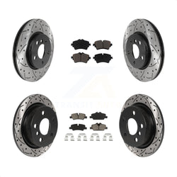 Front Rear Coated Drilled Slotted Disc Brake Rotors And Ceramic Pads Kit For Mini Cooper KDC-100534