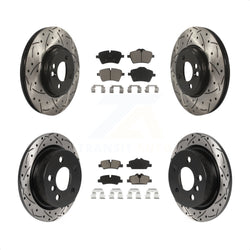 Front Rear Coated Drilled Slotted Disc Brake Rotors And Ceramic Pads Kit For 2015 Mini Cooper 2.0L 1.5L With 294mm Diameter Rotor 4 Lug Wheels KDC-100536