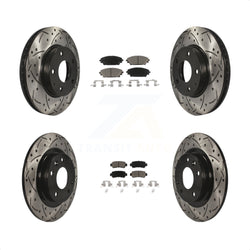 Front Rear Coated Drilled Slotted Disc Brake Rotors And Ceramic Pads Kit For 2016-2018 Mazda CX-3 FWD KDC-100557