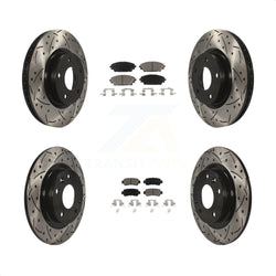 Front Rear Coated Drilled Slotted Disc Brake Rotors And Ceramic Pads Kit For 2016-2018 Mazda CX-3 AWD KDC-100558