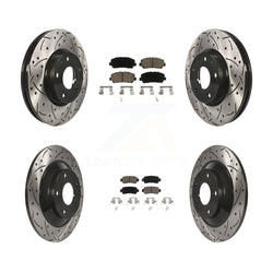 Front Rear Coated Drilled Slotted Disc Brake Rotors And Ceramic Pads Kit For Mazda CX-5 KDC-100559