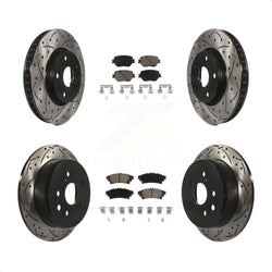 Front Rear Coated Drilled Slotted Disc Brake Rotors And Ceramic Pads Kit For Lexus IS250 KDC-100564