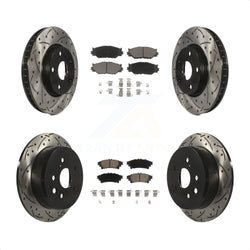 Front Rear Coated Drilled Slotted Disc Brake Rotors And Ceramic Pads Kit For 2014-2015 Lexus IS250 Base with RWD With F Sport Package KDC-100565