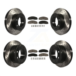 Front Rear Coated Drilled Slotted Disc Brake Rotors And Ceramic Pads Kit For Ford F-250 Super Duty F-350 4WD KDC-100568