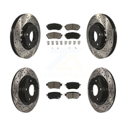 Front Rear Coated Drilled Slotted Disc Brake Rotors And Ceramic Pads Kit For 2019-2021 Mazda 6 Naturally Aspirated KDC-100569
