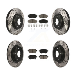 Front Rear Coated Drilled Slotted Disc Brake Rotors And Ceramic Pads Kit For 2016-2018 Mazda 6 KDC-100570